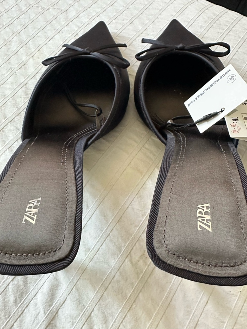 NWT Zara Black Satin Mules - Picture 4 of 5